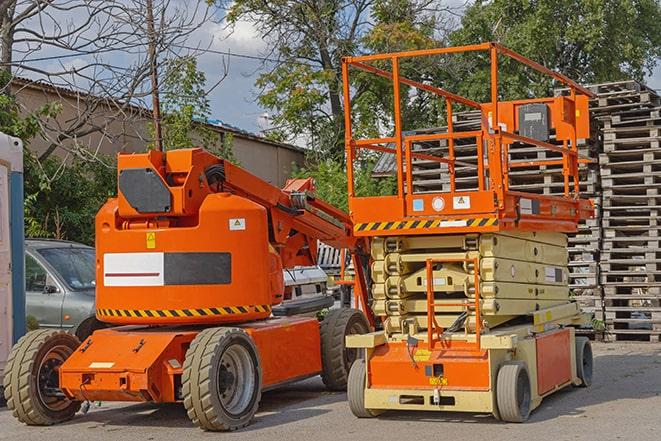 industrial forklift transporting goods in a warehouse setting in Blue Island